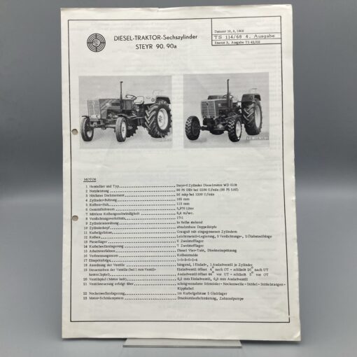 STEYR Technische Daten zu Diesel-Traktor 90/90a