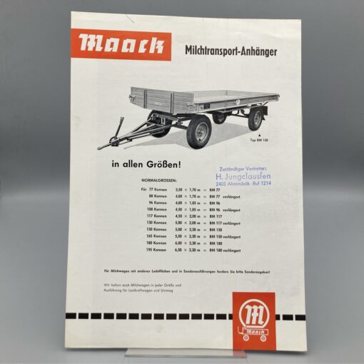 MAACK Prospekt Milchtransport-Anhänger