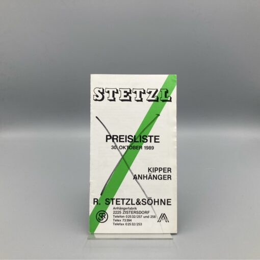 STETZL Preisliste 1989 Kipper/Anhänger