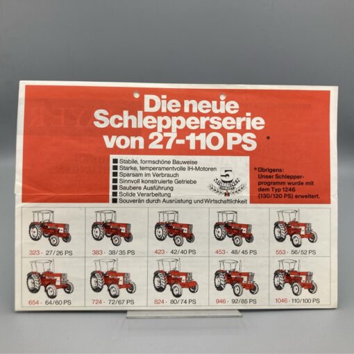 IHC Prospekt Schlepperserie 27-110PS und Kundenrundschreiben der Firma H. MAYER