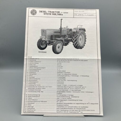 STEYR Technische Daten zu Diesel-Traktor 1100/1100a