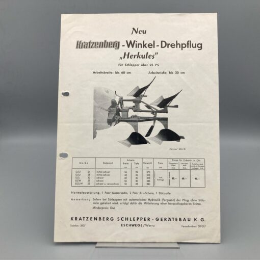 KRATZENBERGER Prospekt Winkel-Drehpflug "Herkules"