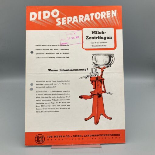 Jos. MEYS Prospekt Milch-Zentrifugen