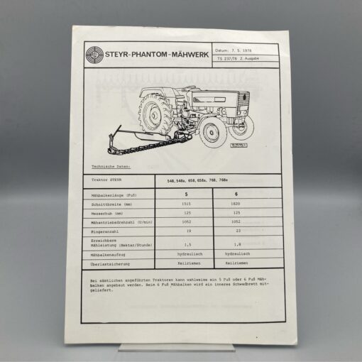 STEYR Technische Daten zu PHANTOM-Mähwerk