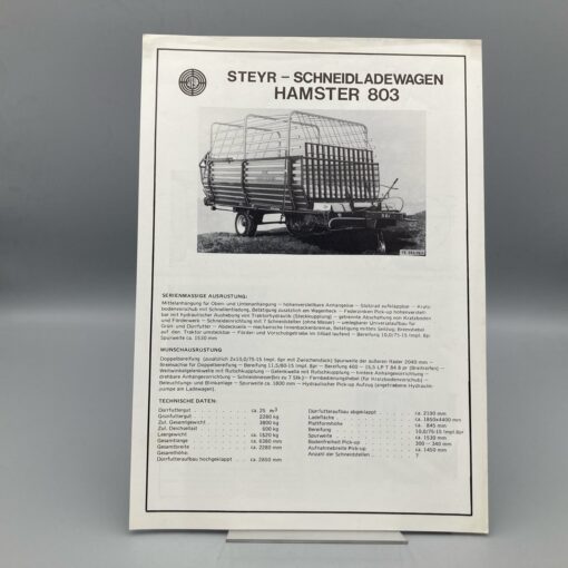 STEYR Technische Daten Ladewagen Hamster 803