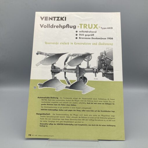 VENTZKI Prospekt Volldrehpflug "TRUX"