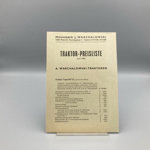 WARCHALOWSKI Traktor-Preisliste 06/1969