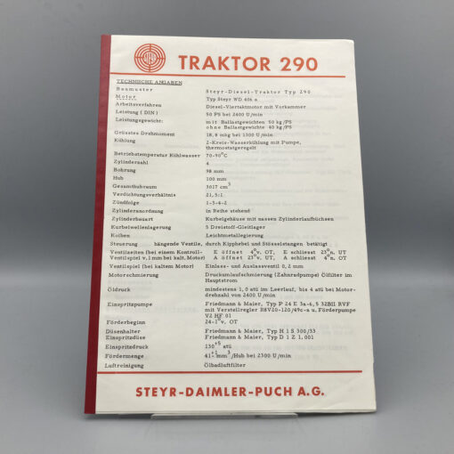 STEYR Technische Daten zu Traktor 290