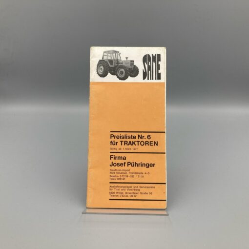 SAME Preisliste Nr. 6 für Traktoren 03/1977