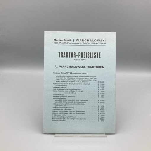 WARCHALOWSKI Traktor-Preisliste 08/1966