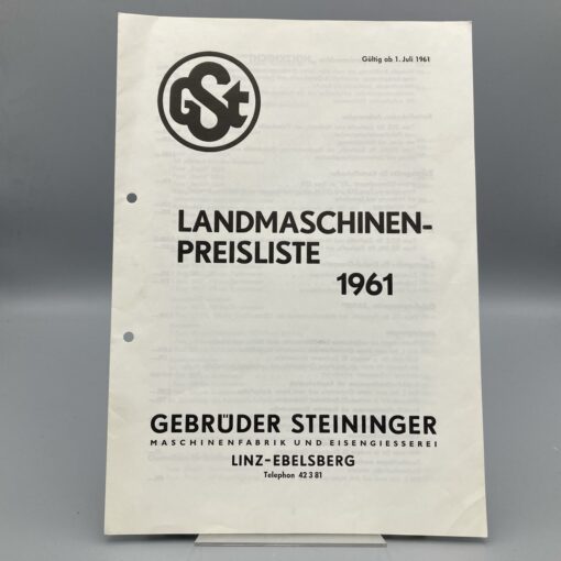 GST Preisliste Landmaschinen 1961