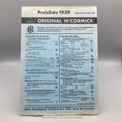 IHC McCormick Preisliste 1939